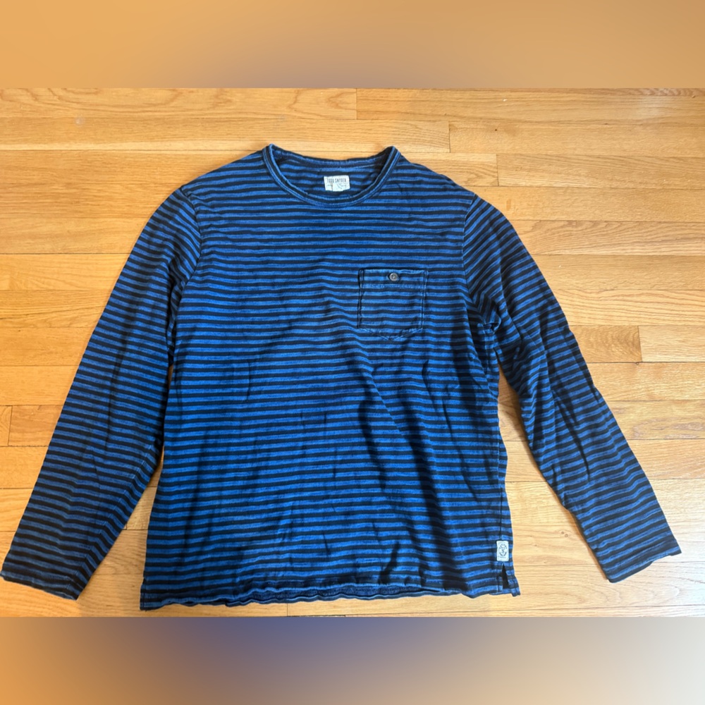 Todd Snyder long sleeve men's tee in indigo and black
